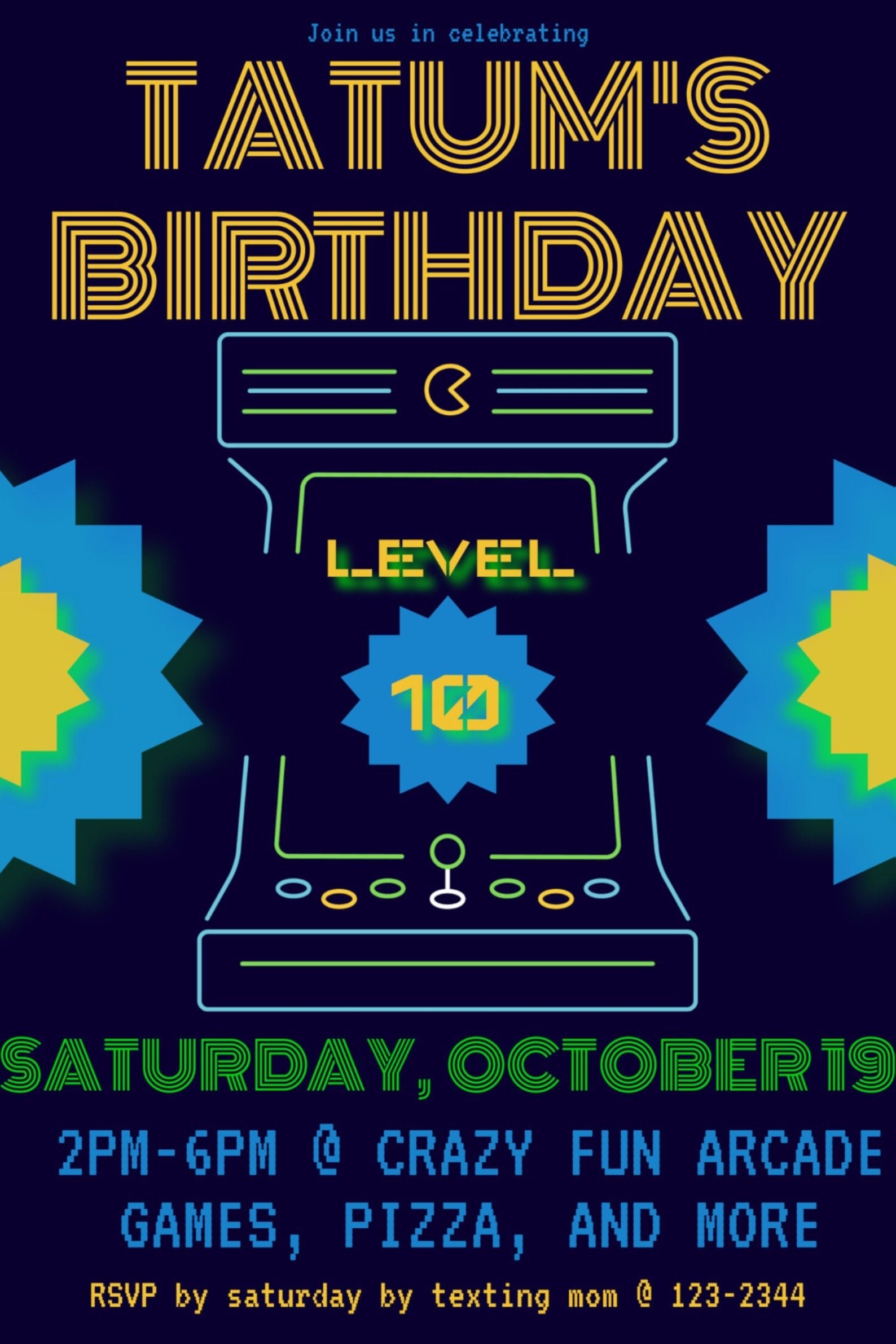 Custom Arcade Party Invitation
