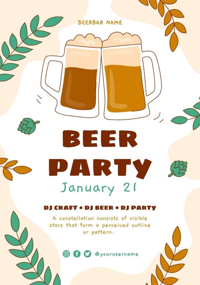 Customize This Hand drawn Brewery Beer Party Invitation Template Online