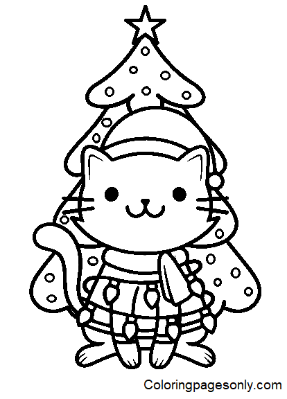 Cute Christmas Kitten Coloring Pages Coloring Pages