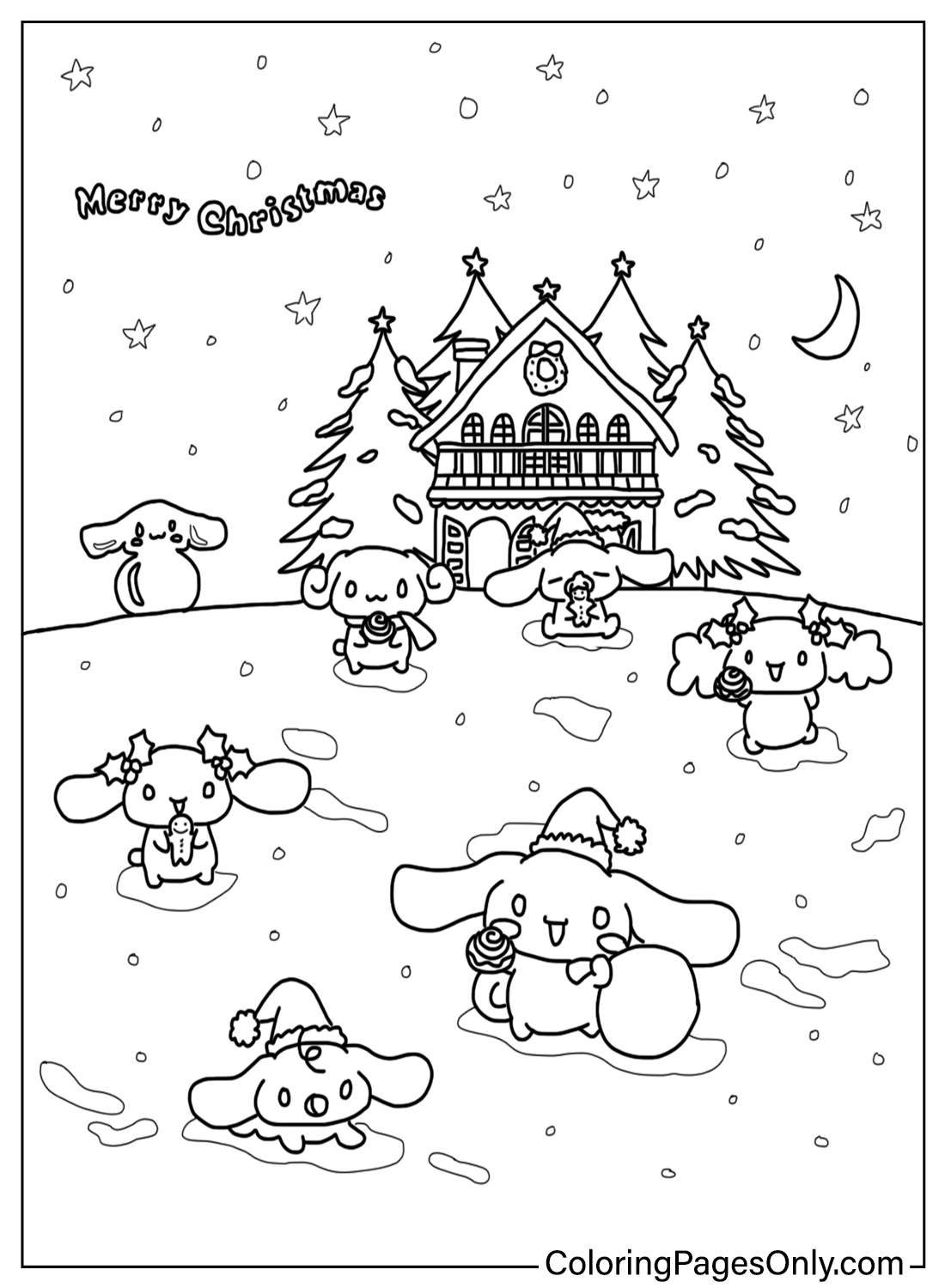 Cute Cinnamoroll Christmas Coloring Pages Free Printable Coloring Pages
