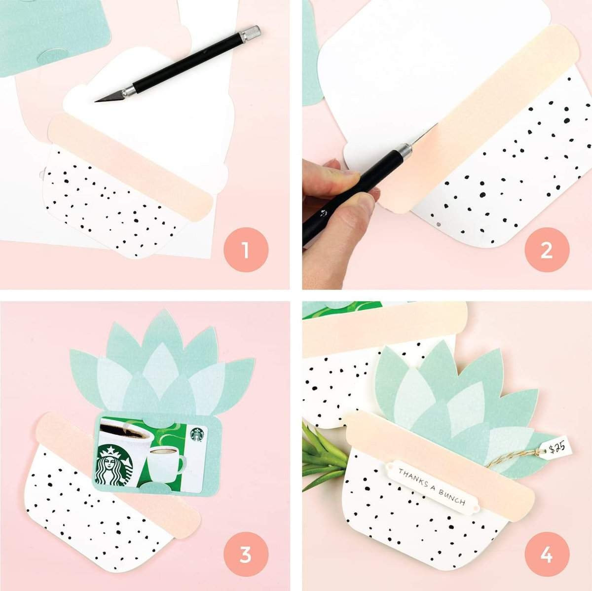 Cute Succulent Printable Gift Card Holder Design Eat Repeat