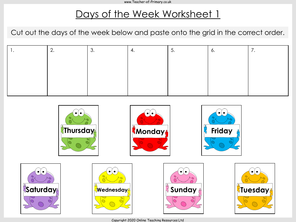 worksheet days of the week
