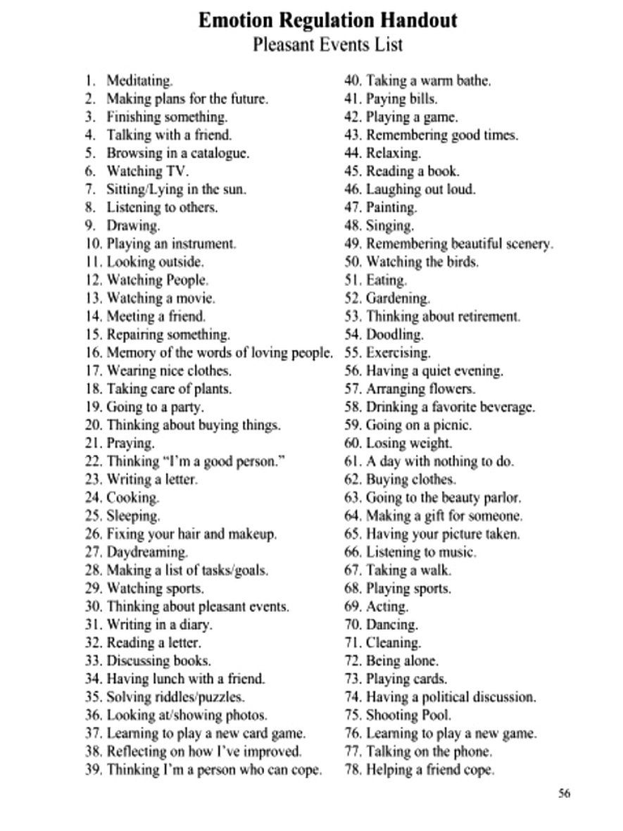 DBT Emotion Regulation Skills Worksheets DBT Worksheets