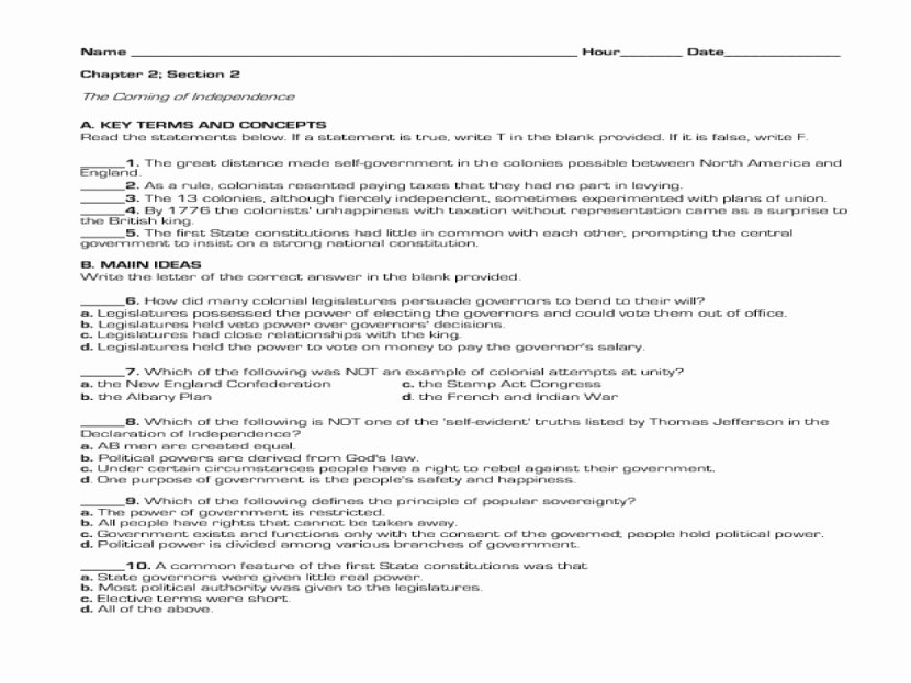 Declaration Of Independence Worksheet Awesome Declaration Independence