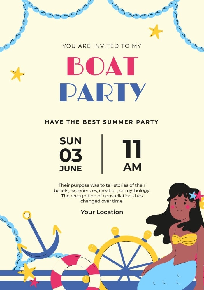 boat party invitation template