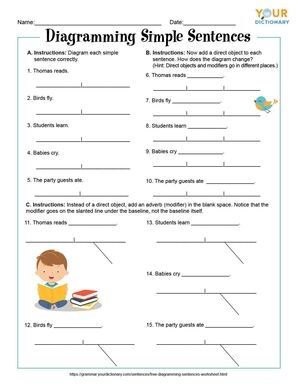 Diagramming Sentences Worksheets Subject And Predicate Worksheets 