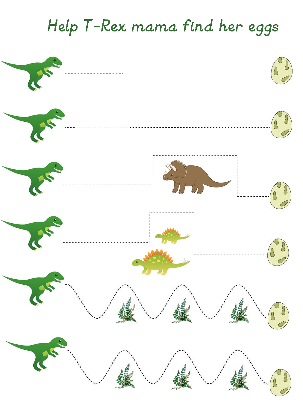 Dinosaur Tracing Worksheets