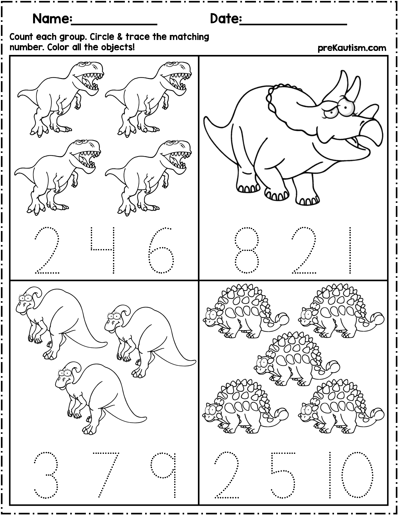Dinosaur Worksheets Pre K Free