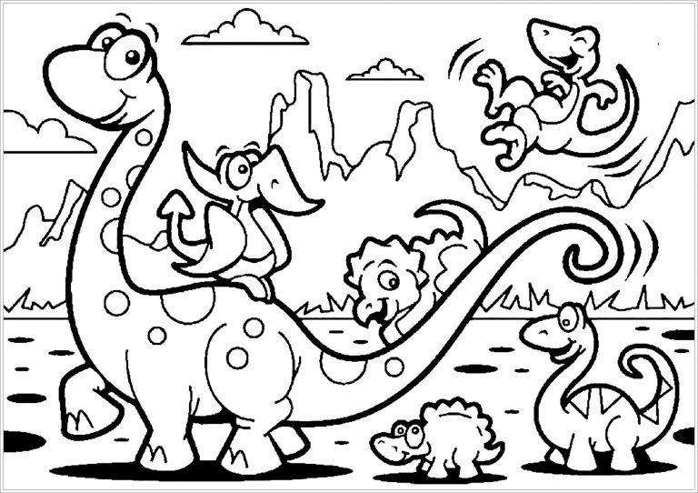 Dinosaurs Family Coloring Page ColoringBay
