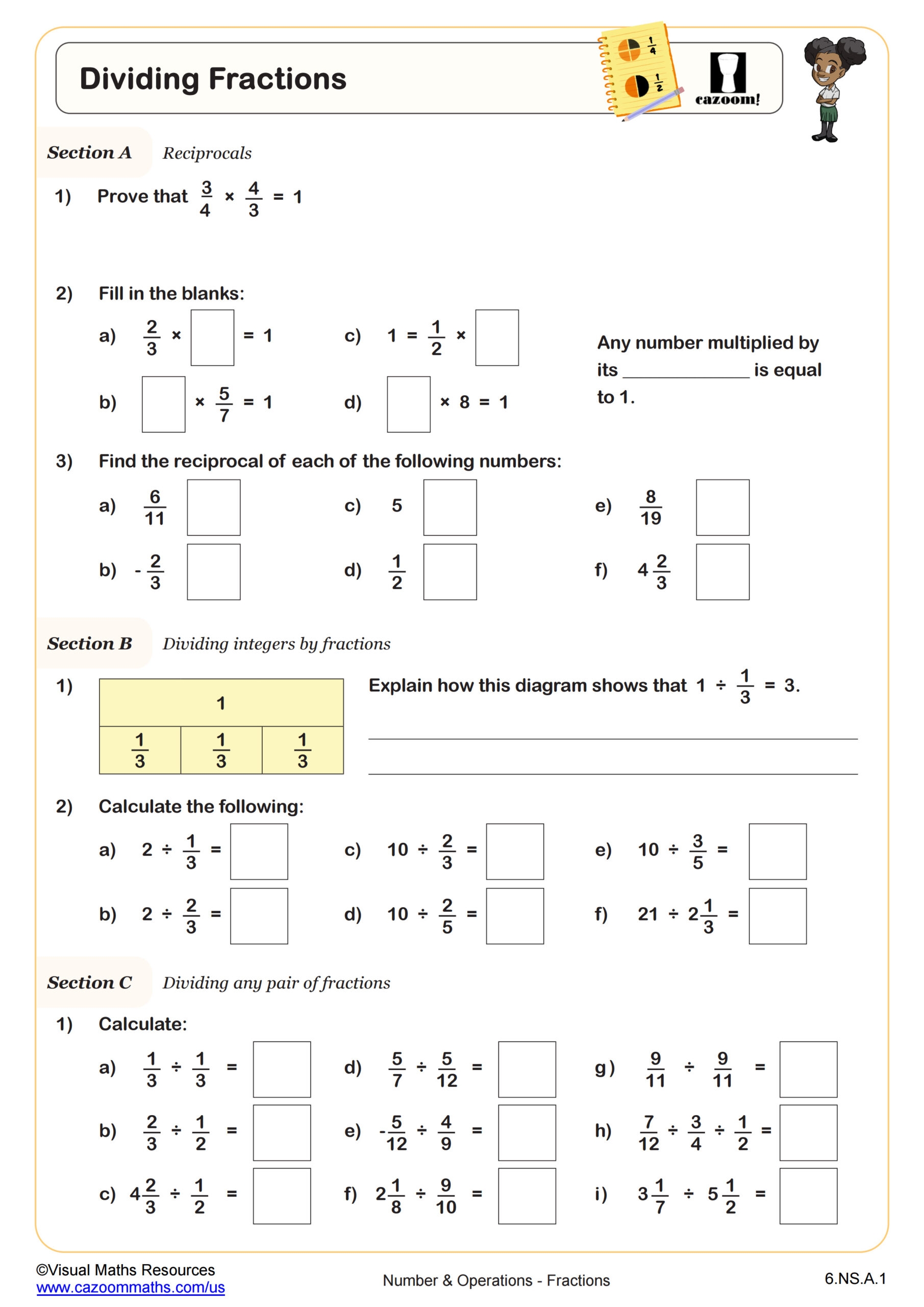 Dividing Fractions Worksheet Fun And Engaging 6th Grade PDF