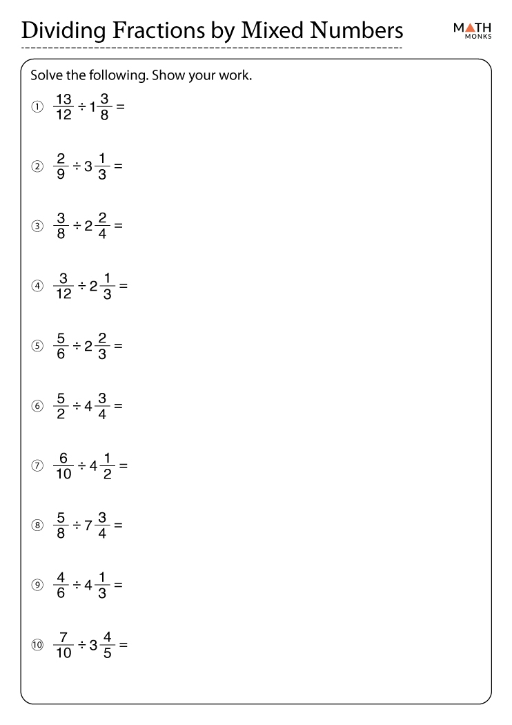 Dividing Fractions Worksheets With Answer Key Worksheets Library