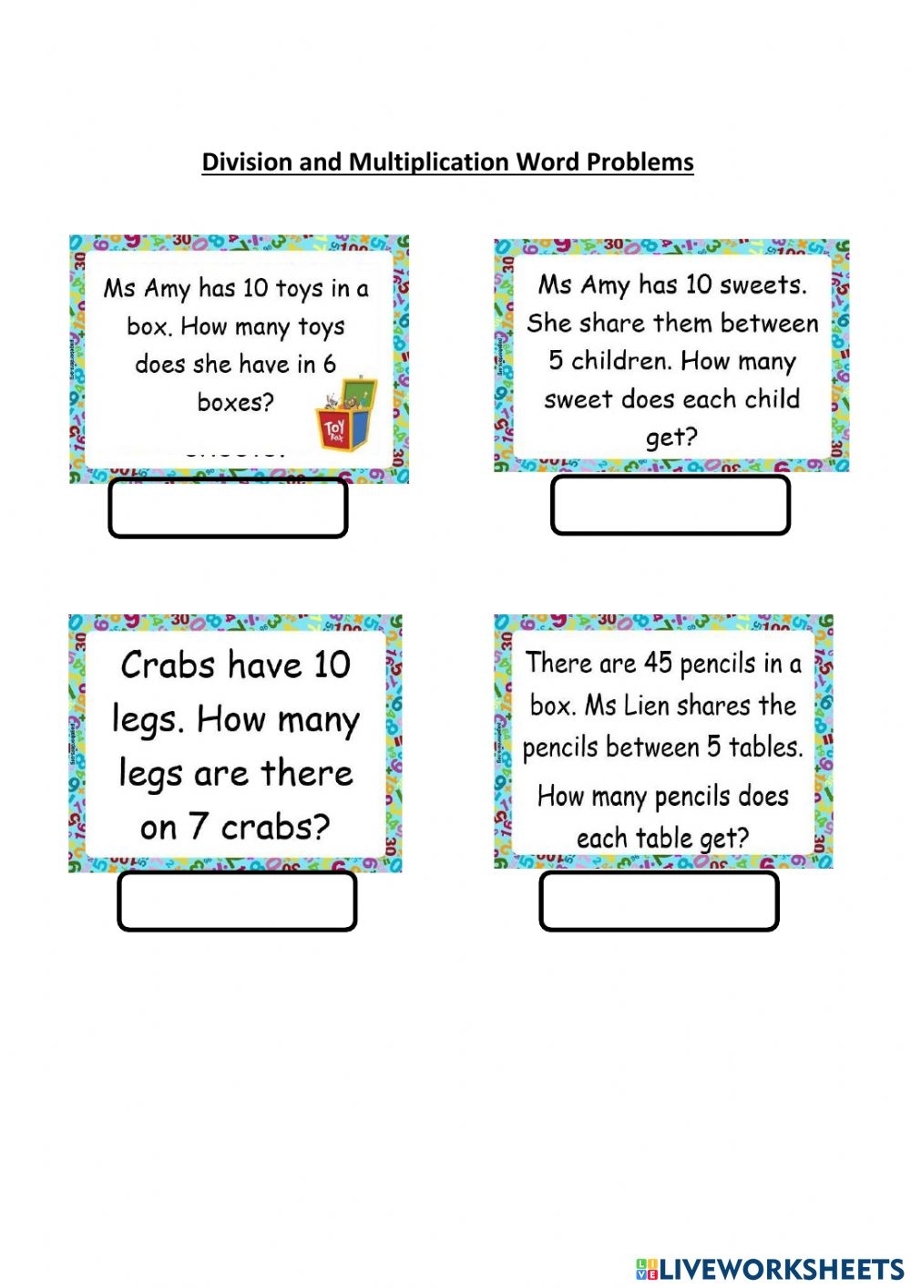 word problems worksheets
