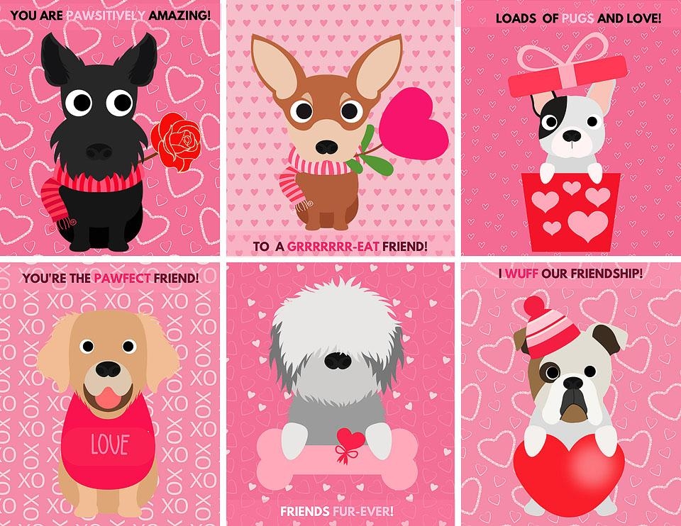 Dog Valentine 39 s Day Cards Free Printable XoxoBella