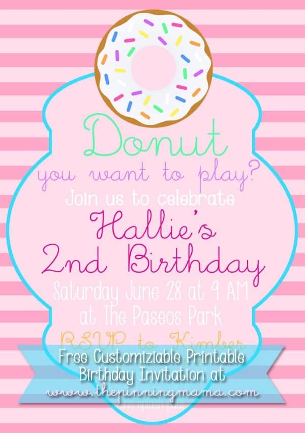 Donut Invitation Template Printable Word Searches