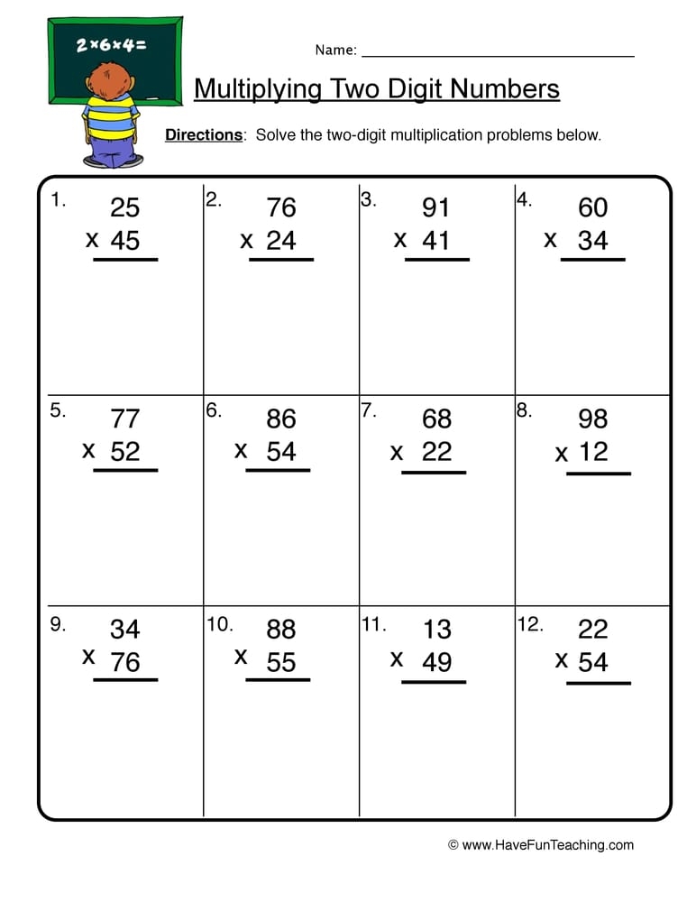 Double Digit Multiplication Worksheets Worksheets Library