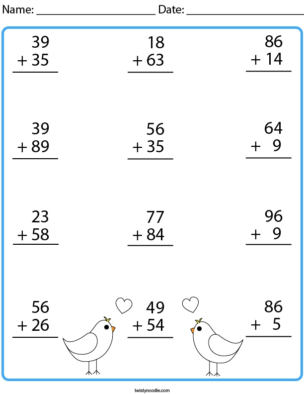 adding with carrying worksheets