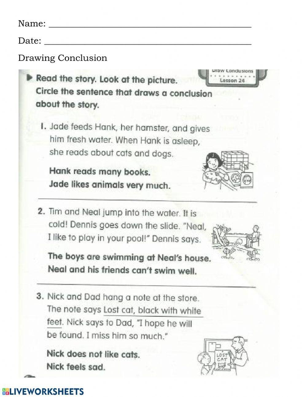 drawing conclusions worksheets