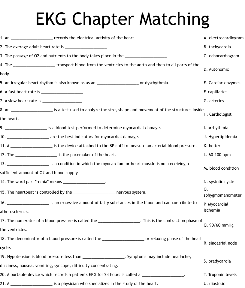 ekg practice worksheets with answers