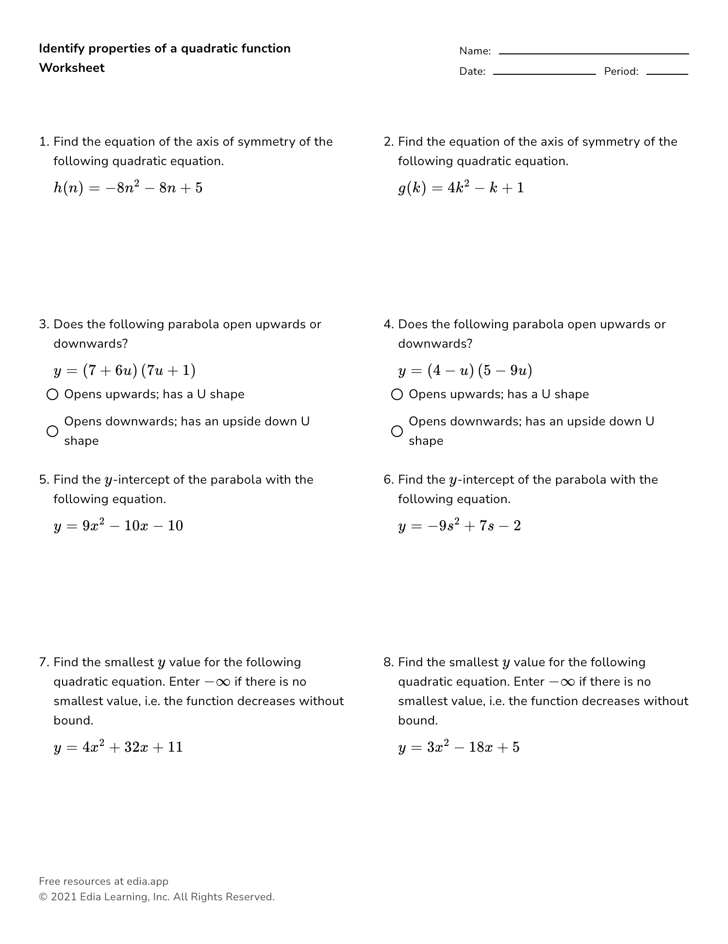 Edia Free Math Homework In Minutes Worksheets Library