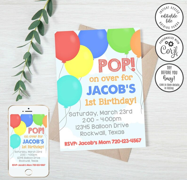 balloon invitation template