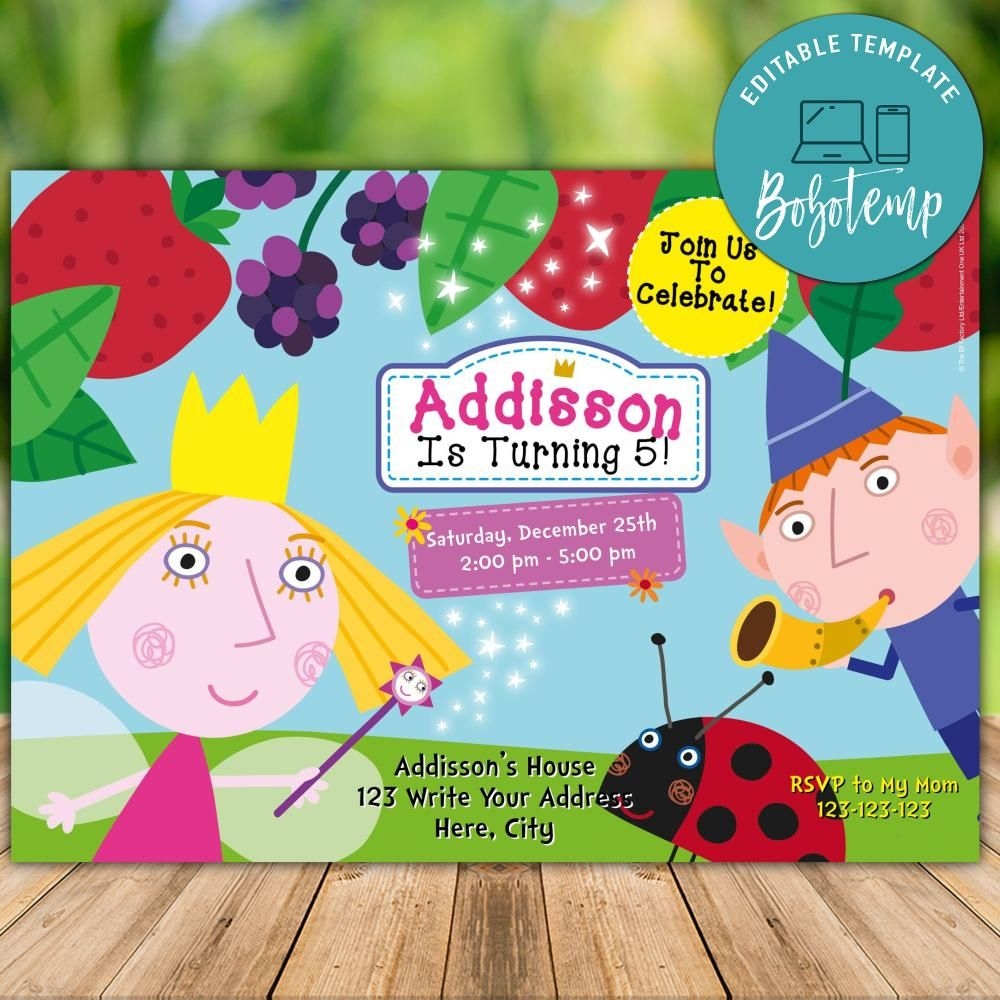 Editable Ben Holly 39 s Little Kingdom Birthday Invitation DIY Bobotemp