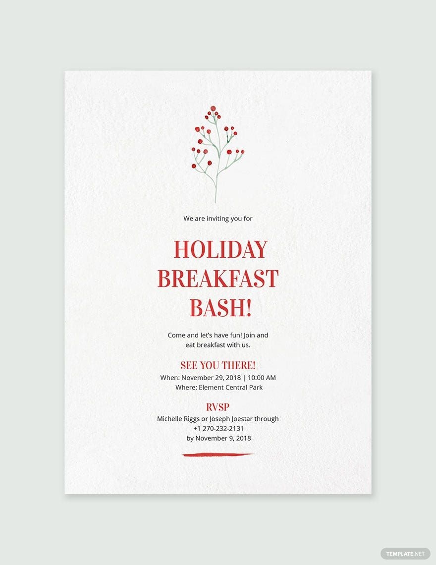 breakfast invitation template word