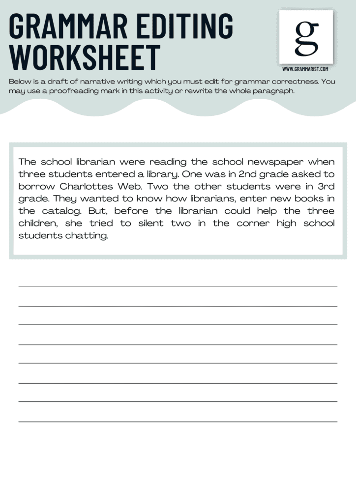 Editing Proofreading Worksheets