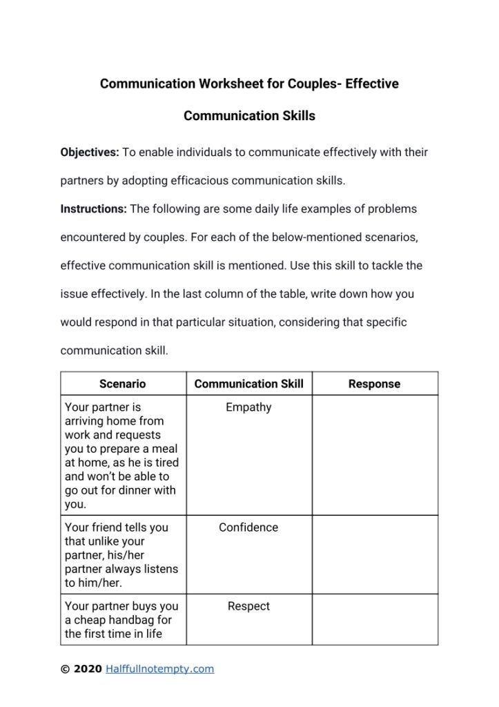 Effective Communication Skills Worksheets SkillsWorksheets