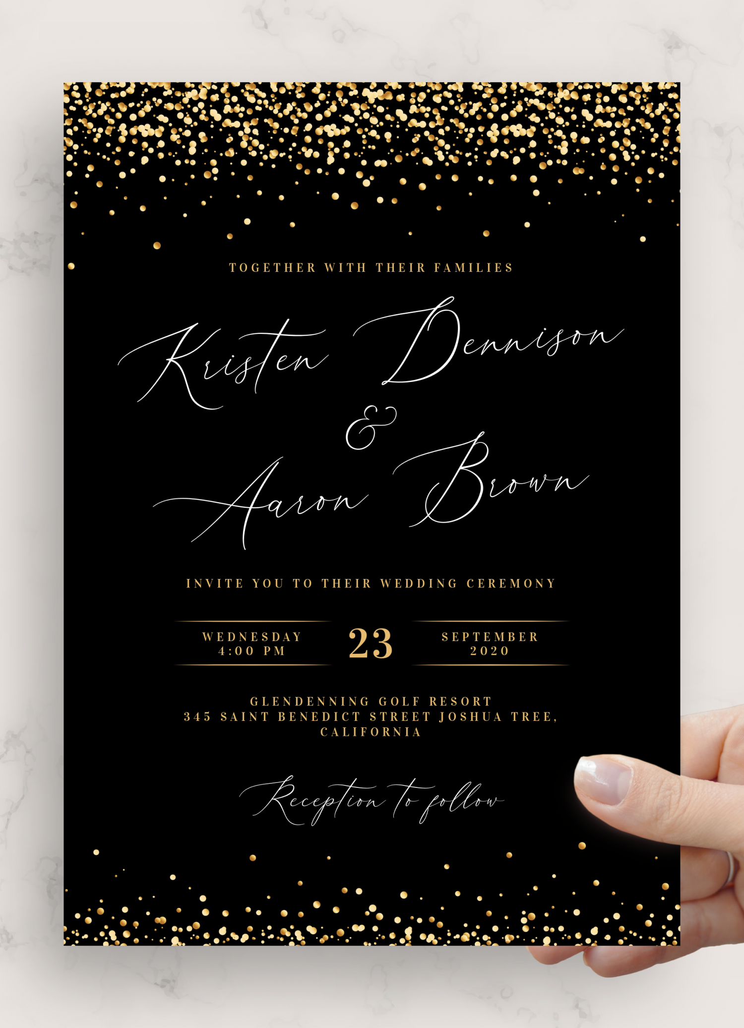 black white and gold invitation templates