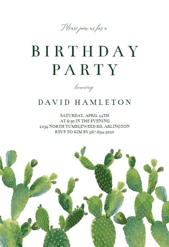 cactus invitation template