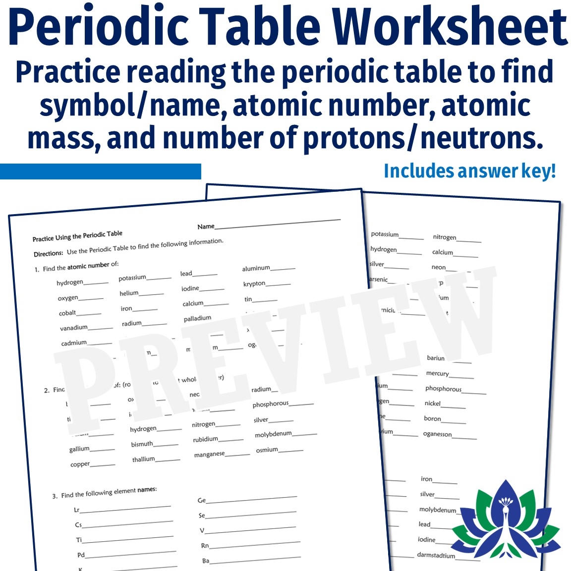 Elements Of The Periodic Table Worksheet Flying Colors Science