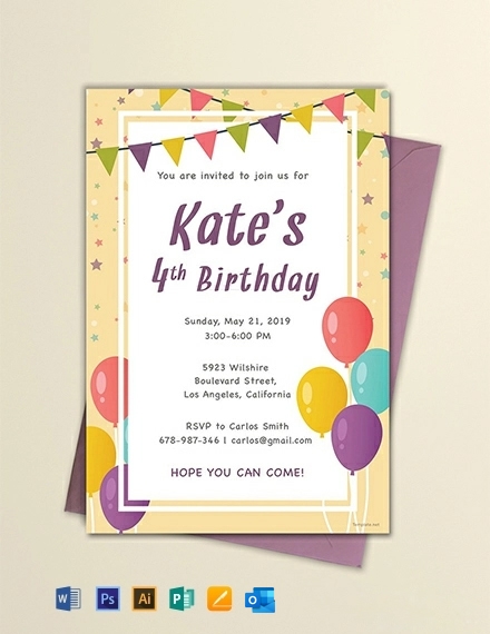 Email Birthday Invitation Template Illustrator Word Outlook Apple 
