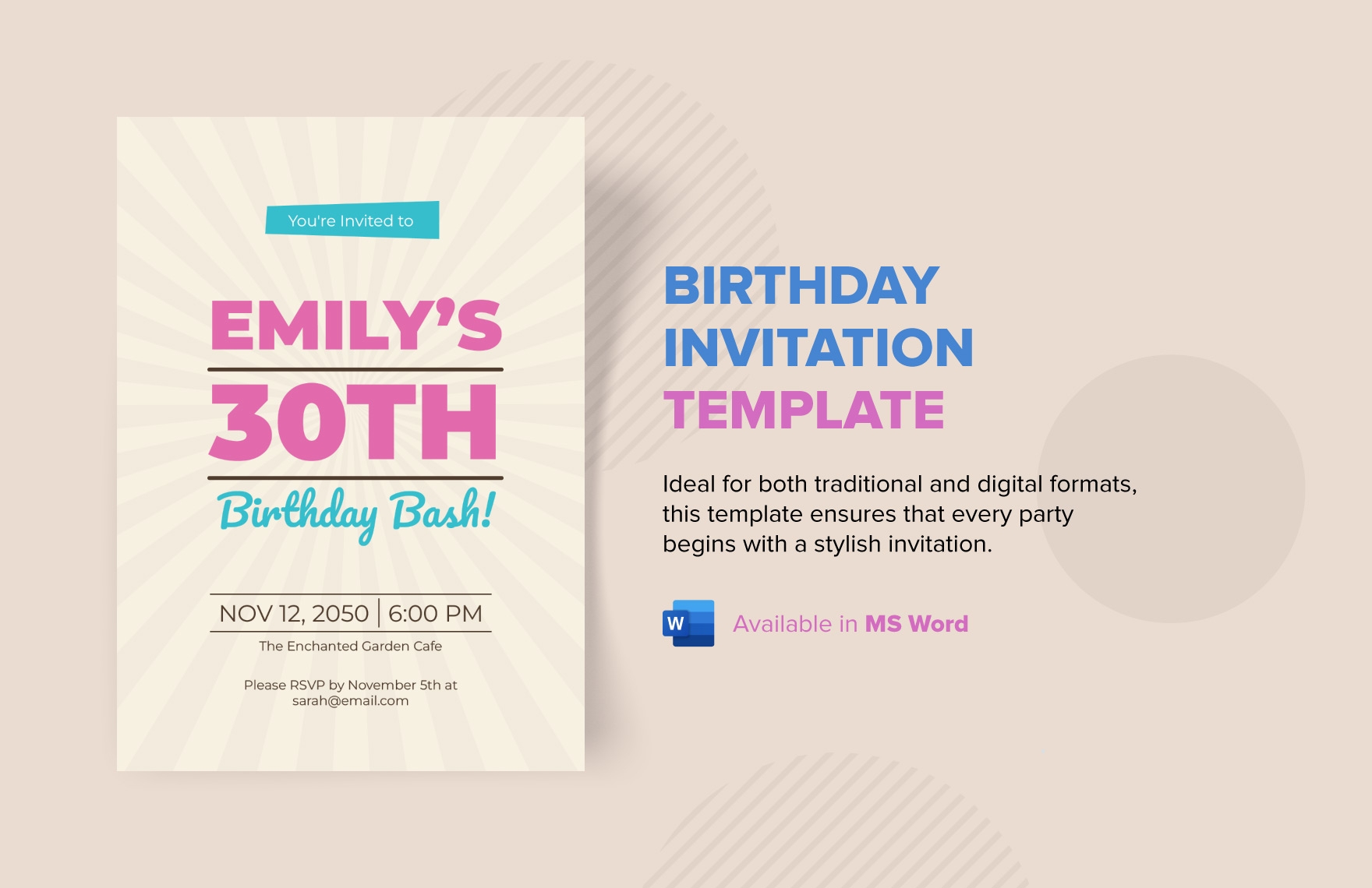 Email Birthday Invitation Template In Pages PSD Publisher Word