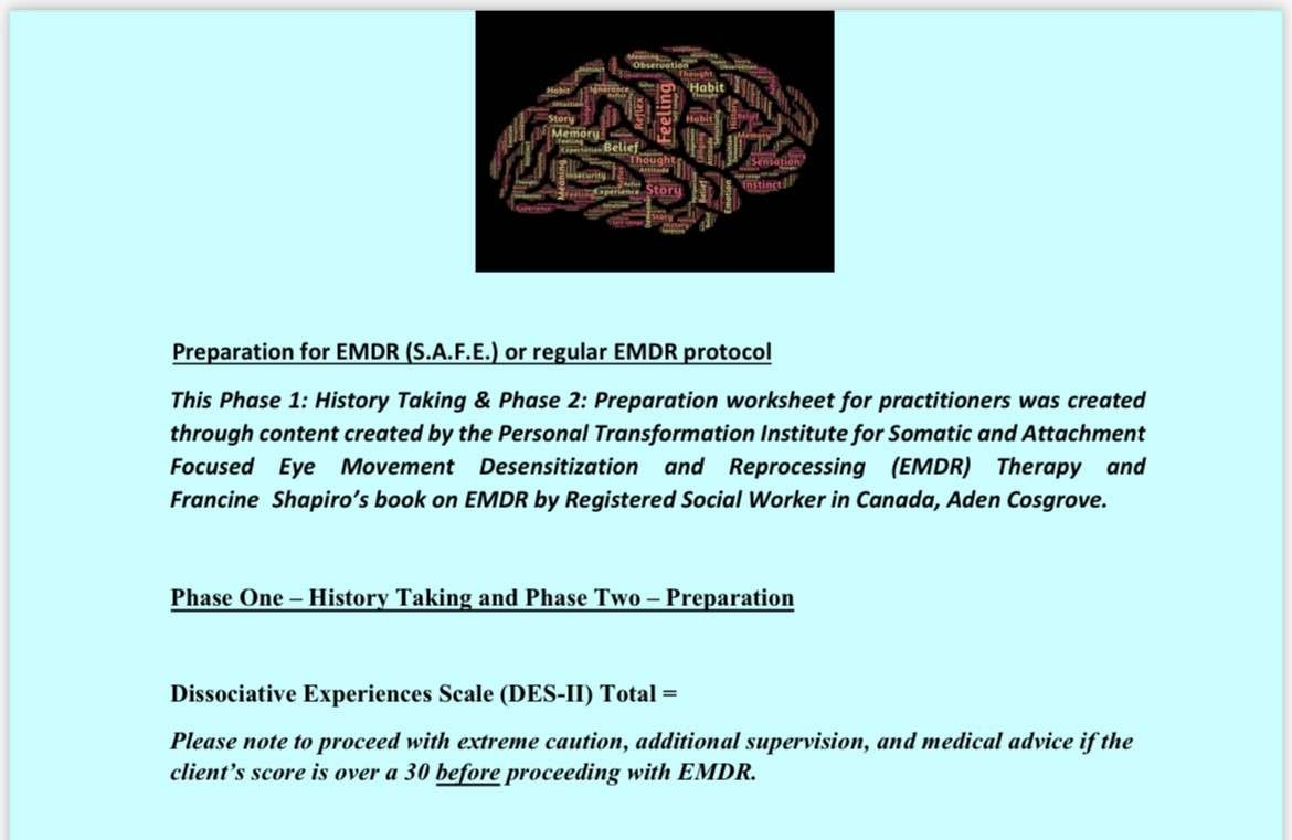 EMDR Protocol With Interweave Guidance Worksheets Library
