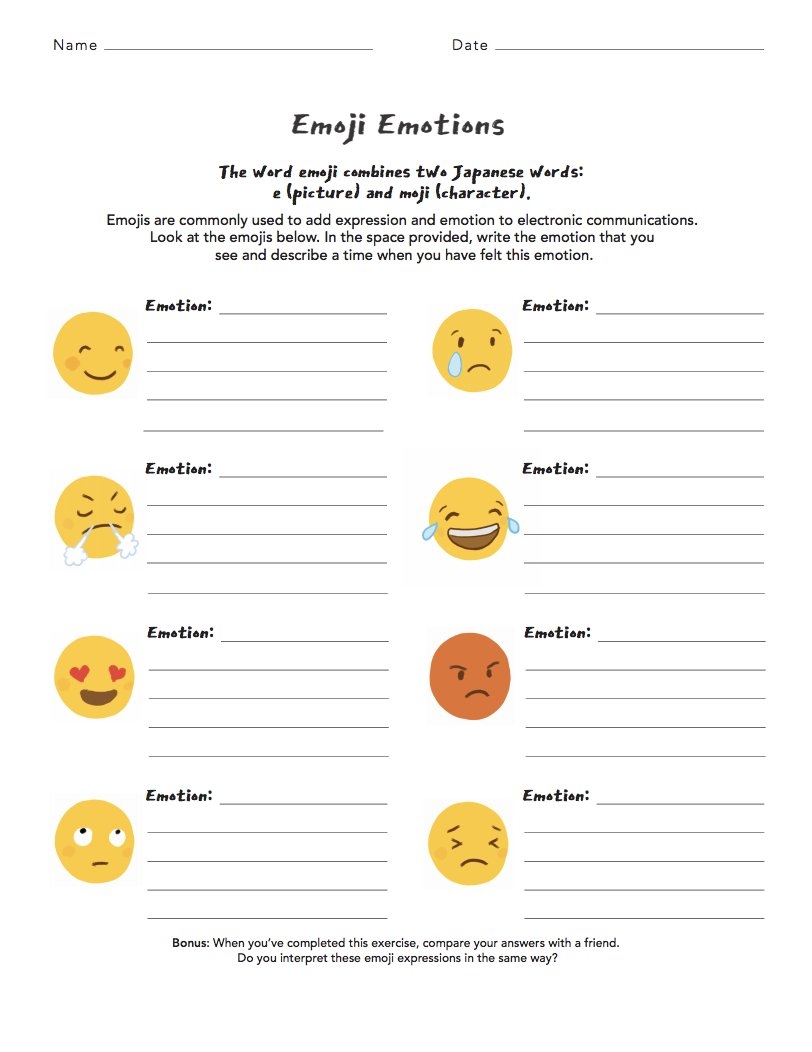 emotional awareness worksheets
