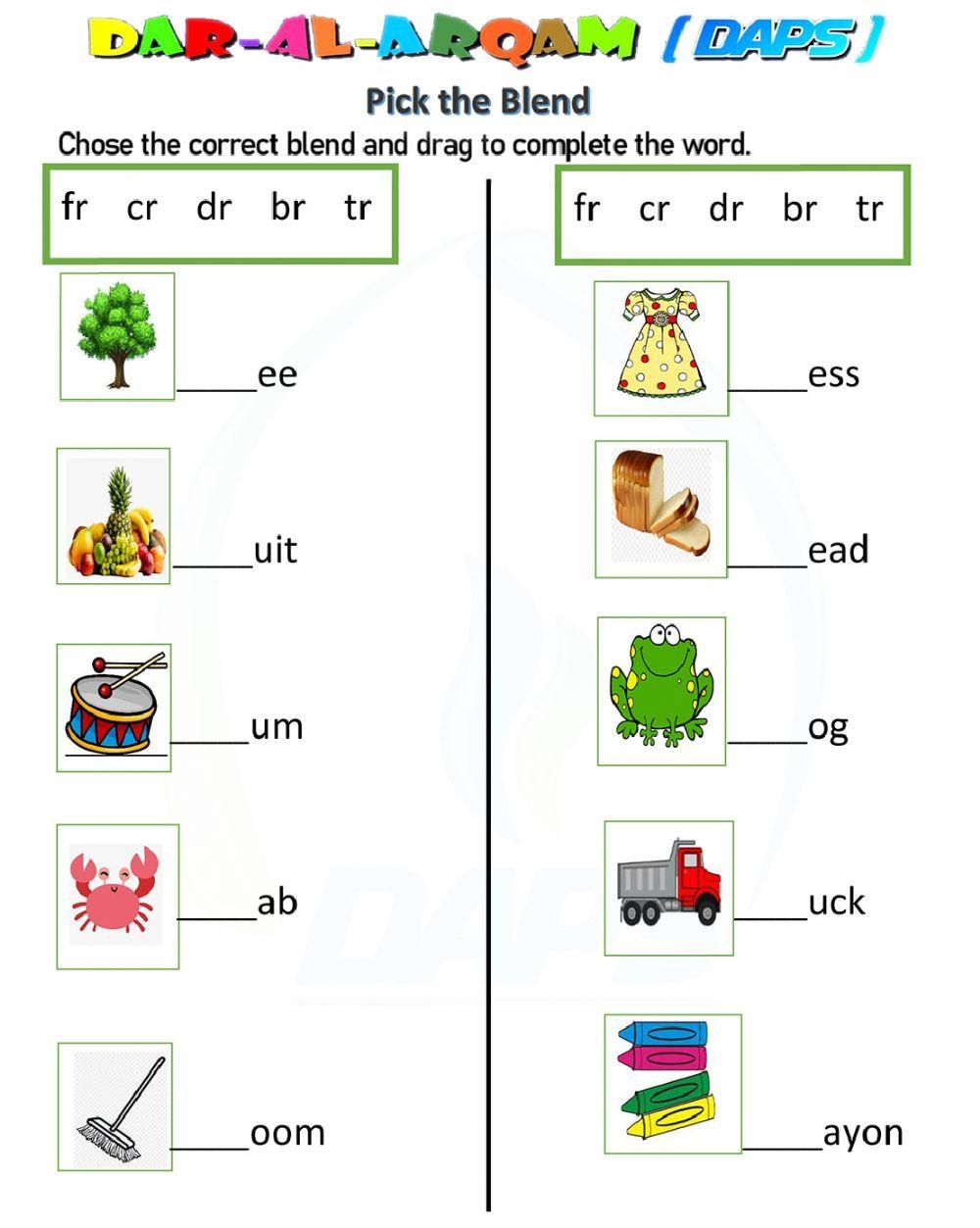 blending words worksheets