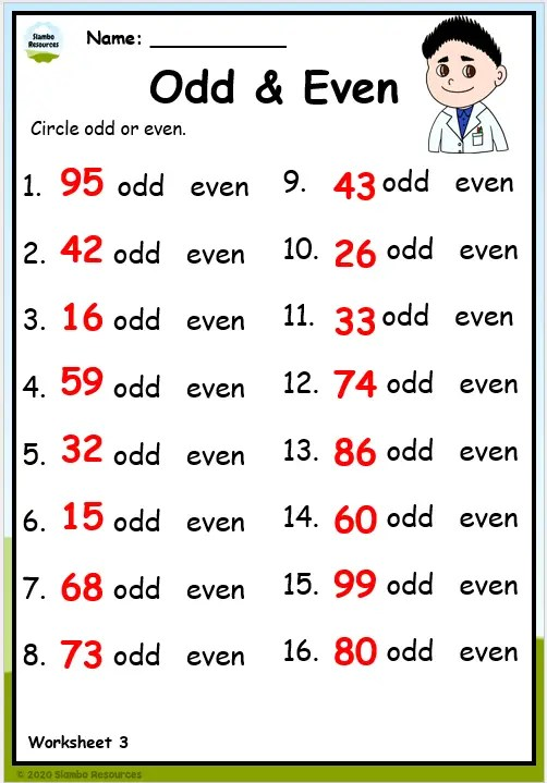 Even And Odd Numbers Worksheet Free Printable For Kids Worksheets 