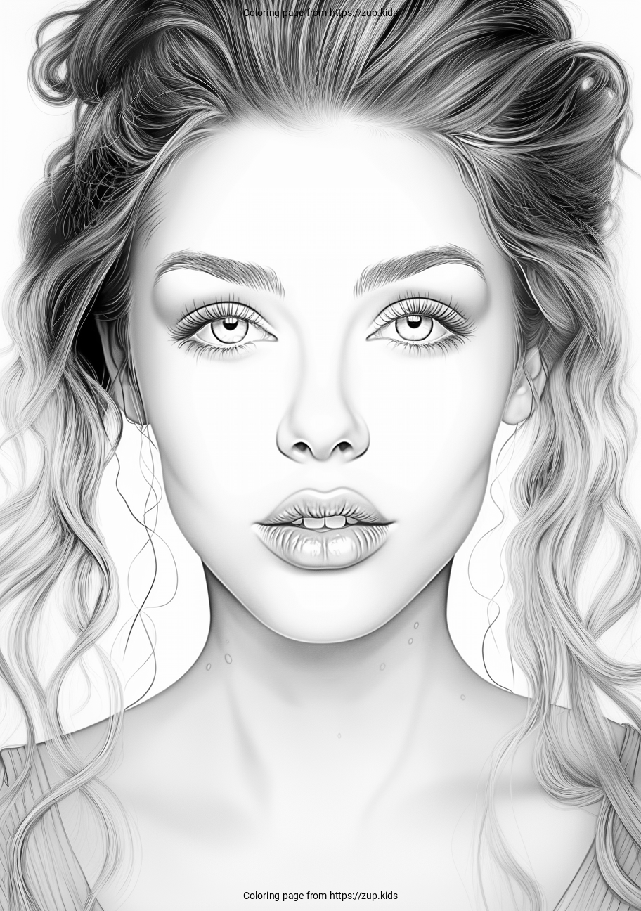 Face Realistic Girl Coloring Page From Zup kids
