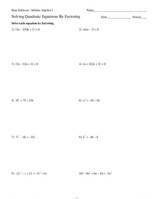 Factoring Worksheets Kuta
