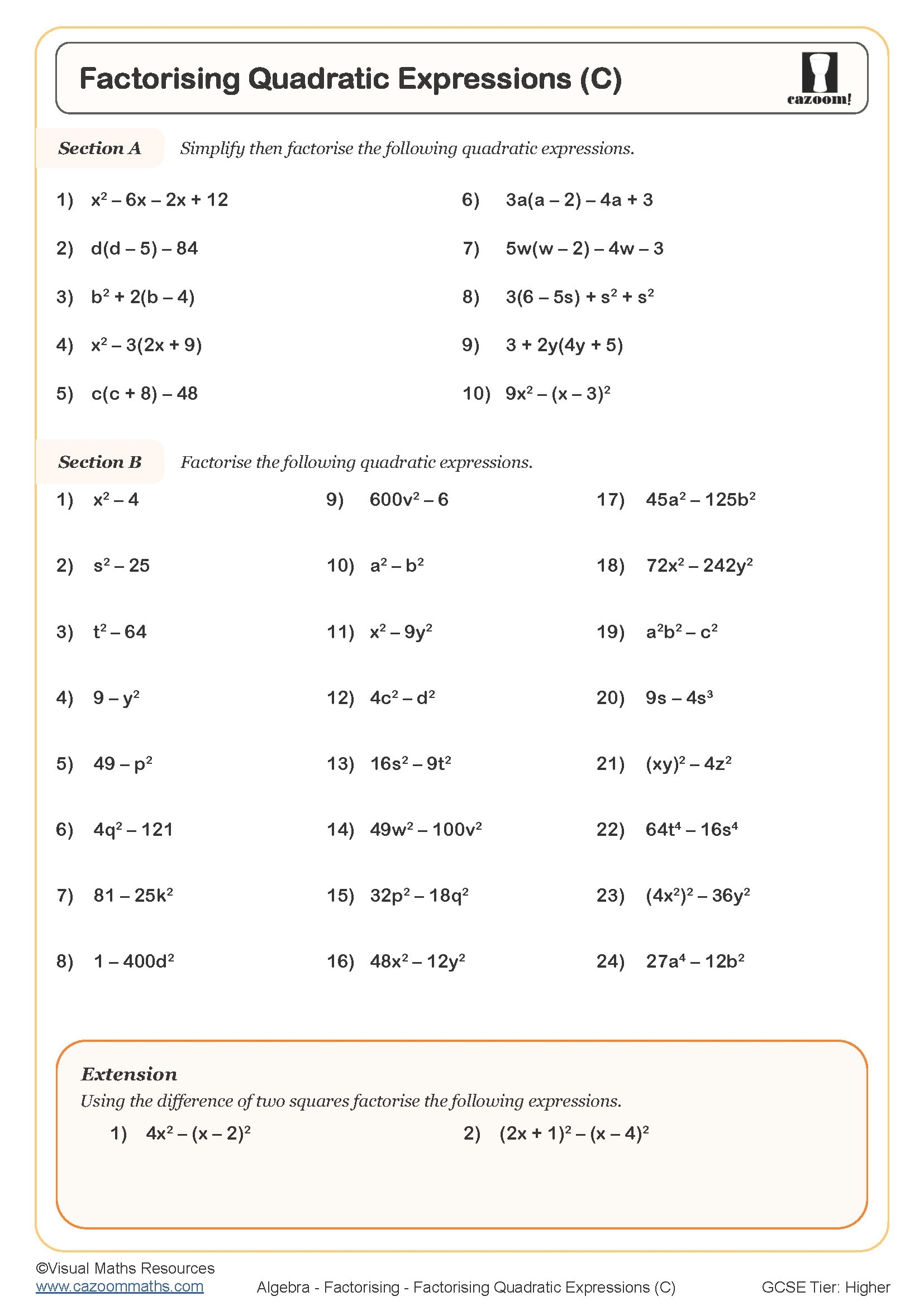 group factoring worksheet