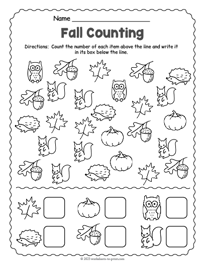 Fall Counting Worksheet Worksheets Library