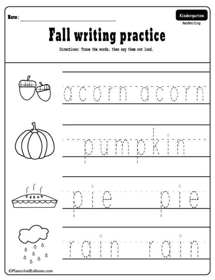 Fall Kindergarten Worksheets Free Printable Kindergarten Worksheets