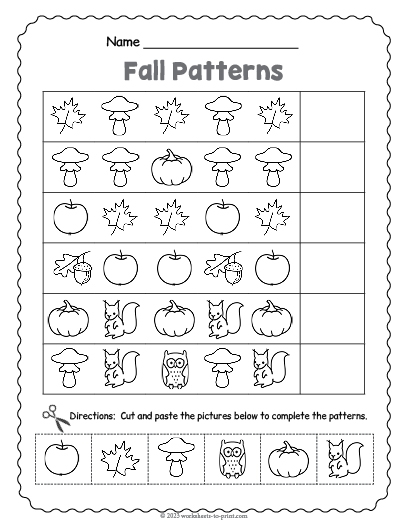 Fall Pattern Worksheet