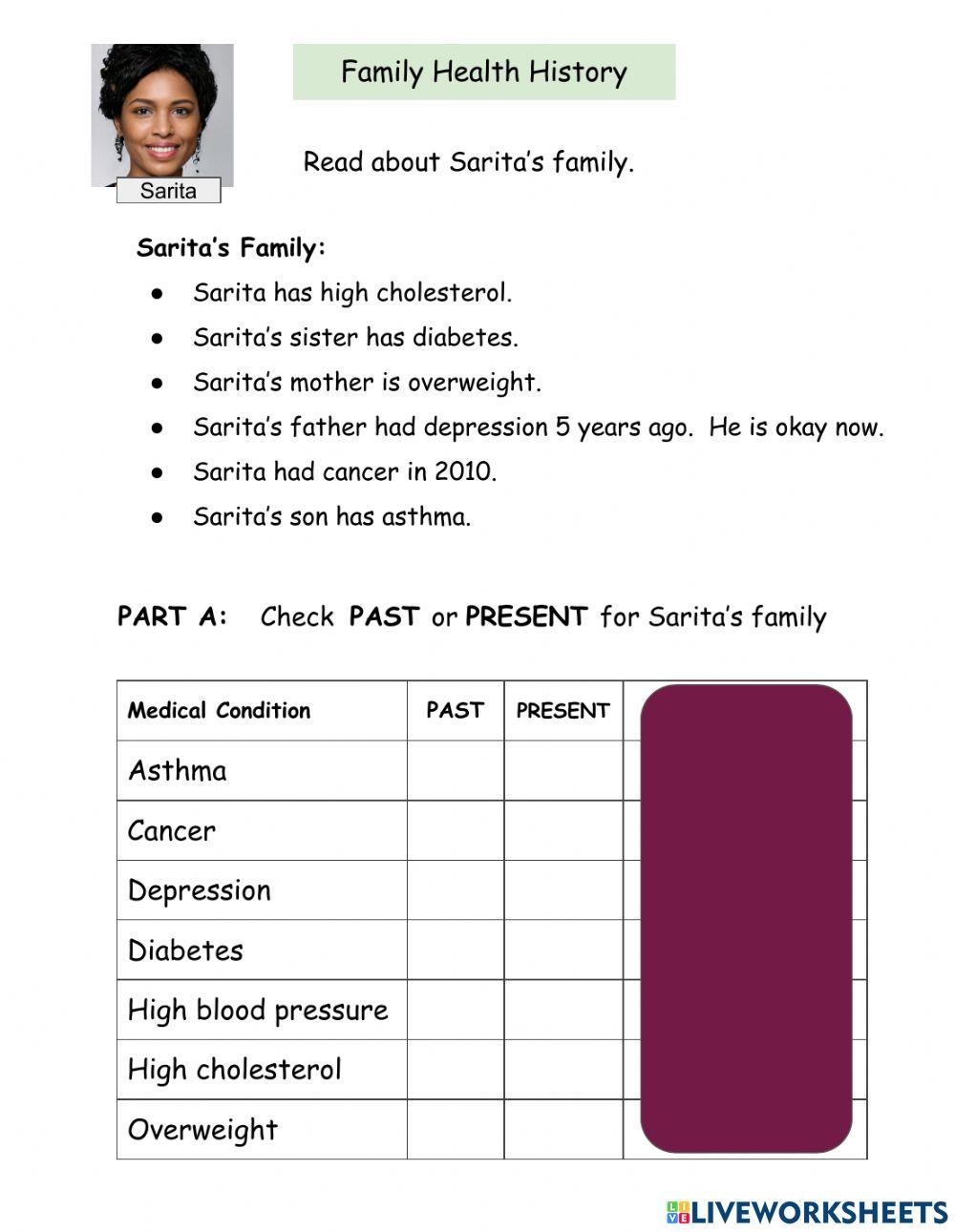 Family Health History Worksheet Live Worksheets Worksheets Library