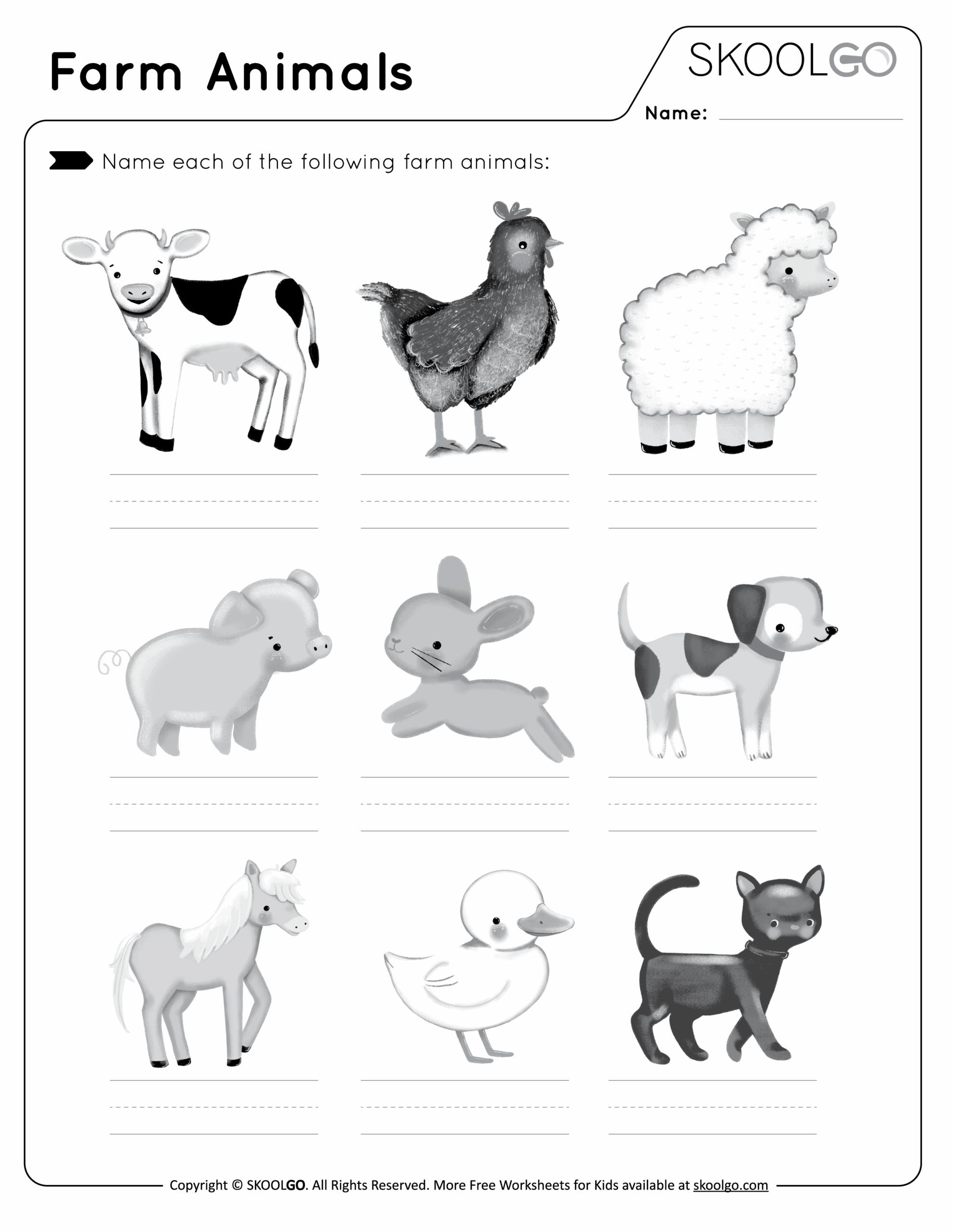 Farm Animals Free Worksheet SKOOLGO
