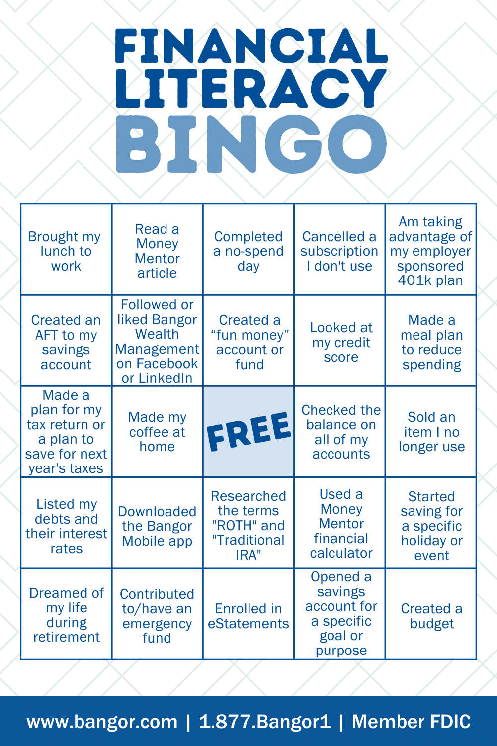 Financial Literacy Bingo For Money Management Activities