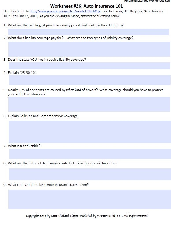 Financial Literacy Worksheet Free Download