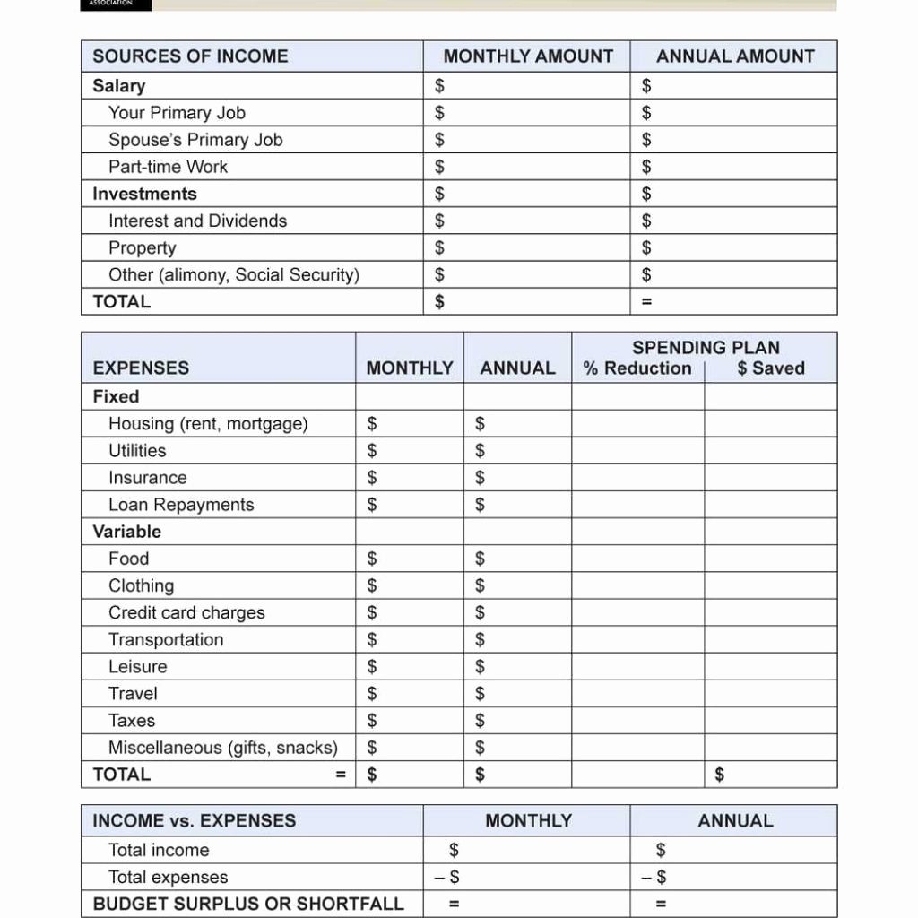 Financial Planning Worksheet Db excel