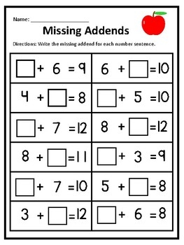 Find The Missing Addends Worksheet Set 2 Homeschool Books 
