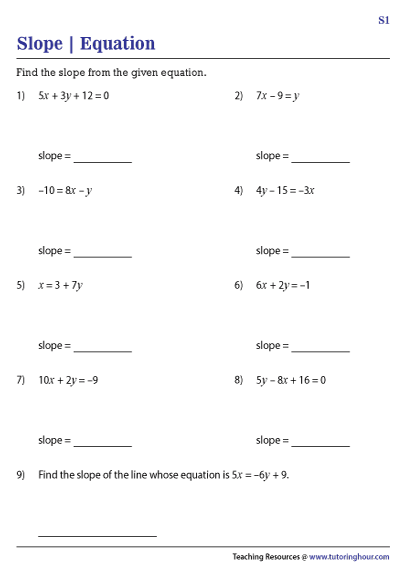 calculating slope worksheet